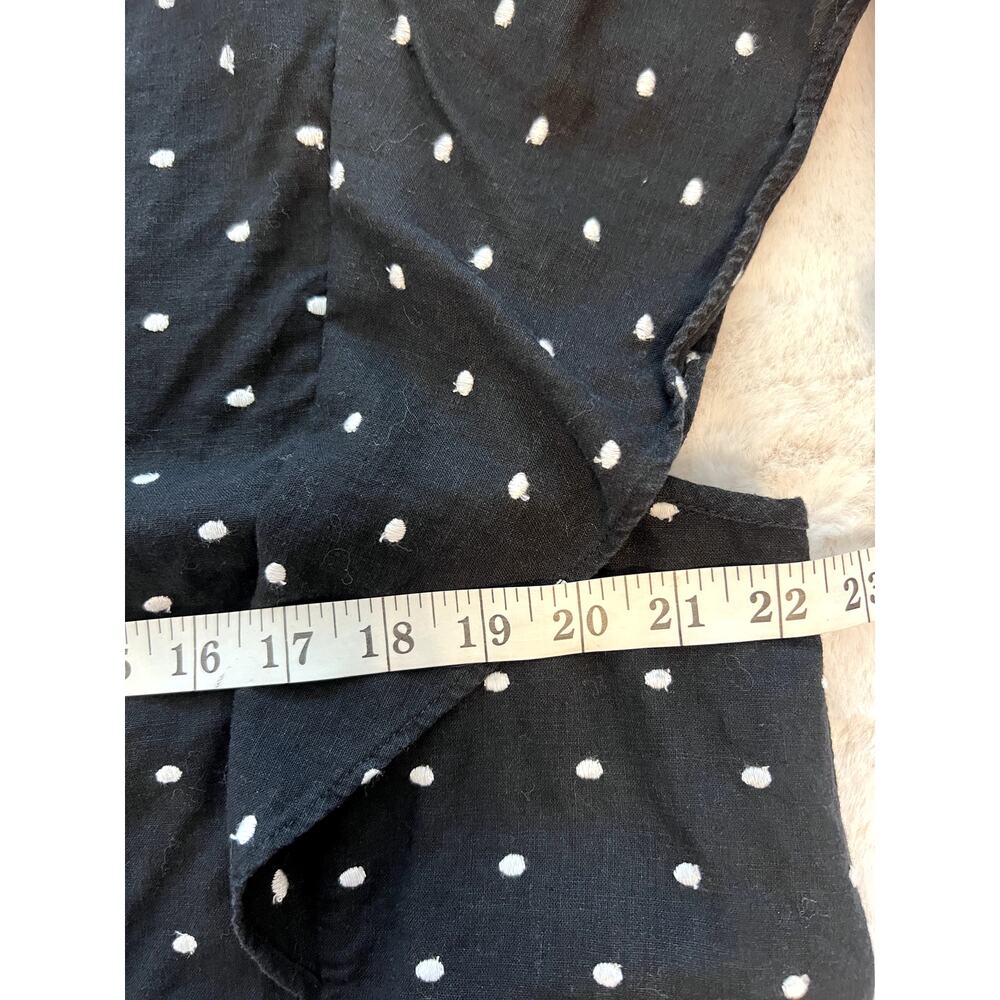 Charming LOFT White Polka Dot Ruffle Linen Blend Blouse - Picture 5 of 6